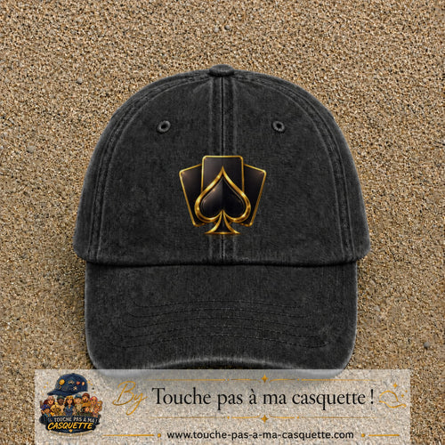 Image principale casquette Noir délavé avec motif As de pique 7 cm