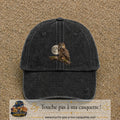 Image principale casquette Noir délavé avec motif Hibou sous la lune 7 cm
