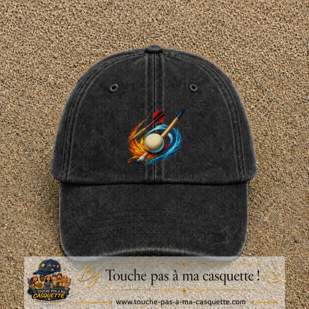 Image principale casquette Noir délavé avec motif Fléchettes et billard 7 cm