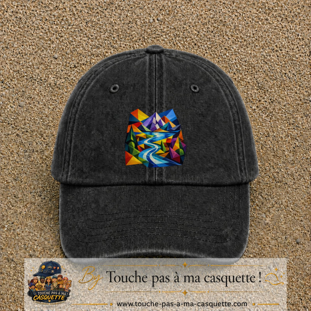 Image principale casquette Noir délavé avec motif Rivière de montagne 7 cm