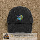 Casquette Noir délavé motif Paysage tropical géométrique logo 5 cm