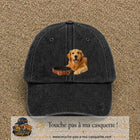 Image principale casquette Noir délavé avec motif Chien avec collier 7 cm