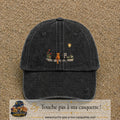 Image principale produit195grosN - casquette Noir délavé avec visuel Chats réverbère 7 cm
