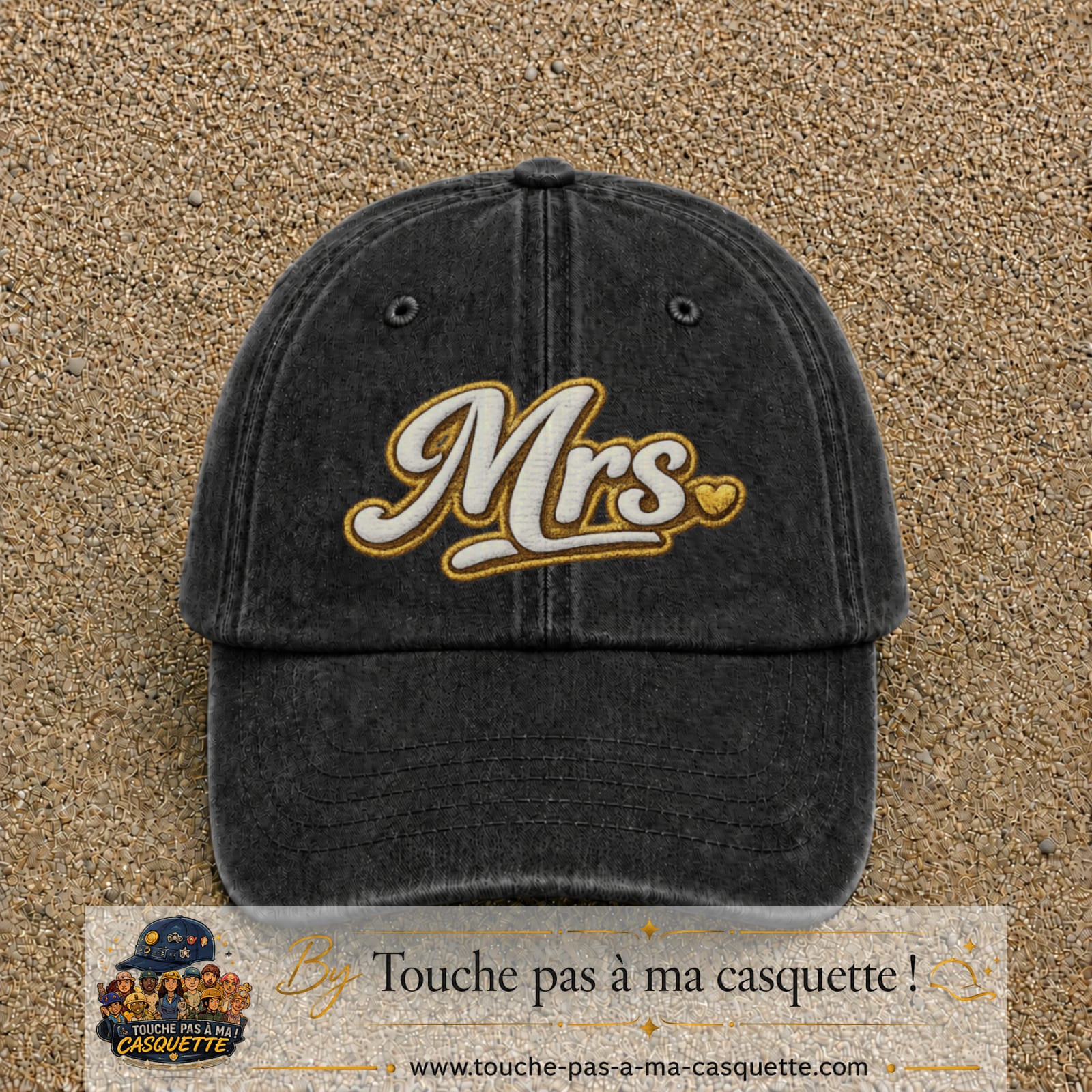 Image principale produit112grosN - casquette Noir délavé avec visuel Mrs élégante 7 cm