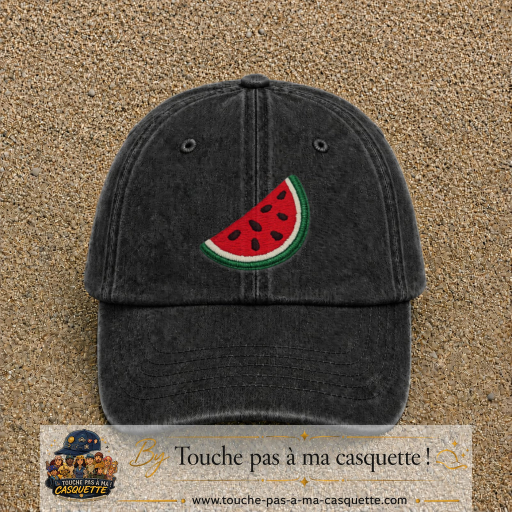 Image principale produit22grosN - casquette Noir délavé avec visuel Pastèque 7 cm