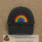 Image principale produit24grosN - casquette Noir délavé avec visuel Arc-en-ciel 7 cm