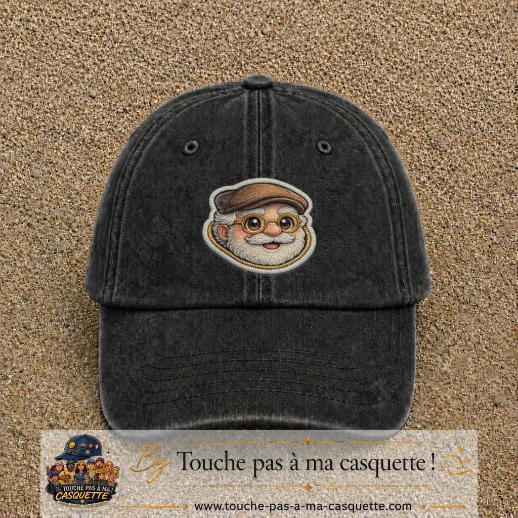 Image principale produit76grosN - casquette Noir délavé avec visuel Papy casquette lunettes 7 cm
