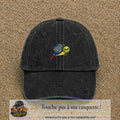 Image principale produit80moyenN - casquette Noir délavé avec visuel Tennis raquette balle 5 cm