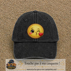 Image principale produit10grosN - casquette Noir délavé avec visuel Emoji bisou cœur 7 cm