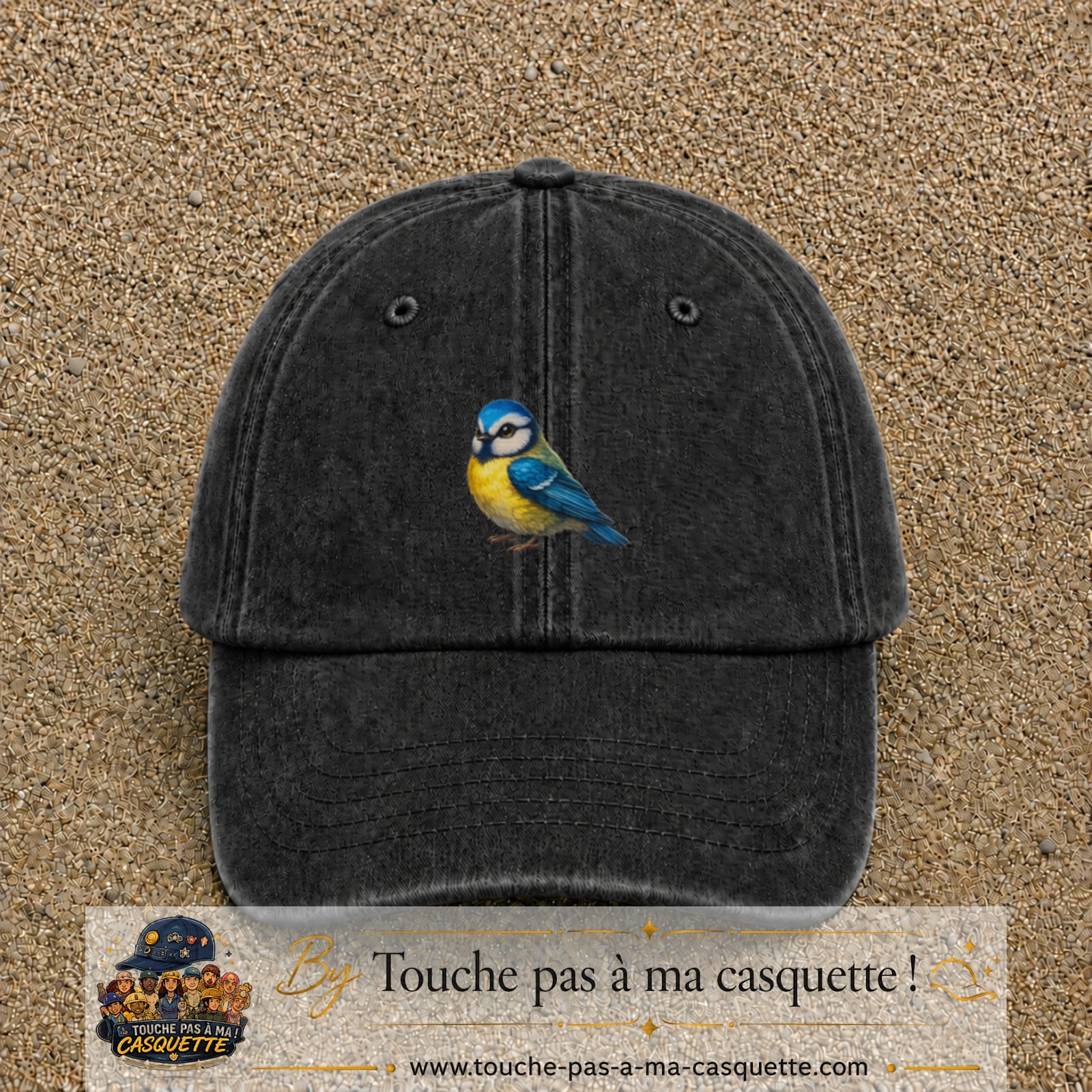 Image principale produit63moyenN - casquette Noir délavé avec visuel Mésange 5 cm