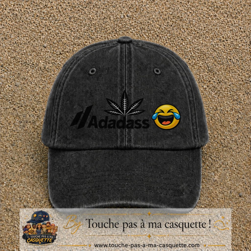 Image principale produit37grosN - casquette Noir délavé avec visuel Adadass emoji rieur 7 cm
