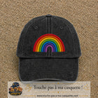 Image principale produit187grosN - casquette Noir délavé avec visuel Arc-en-ciel 7 cm