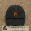 Image principale produit147grosN - casquette Noir délavé avec visuel Rose géométrique 7 cm