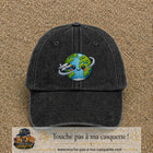 Image principale produit115grosN - casquette Noir délavé avec visuel Monde kawaii avion 7 cm