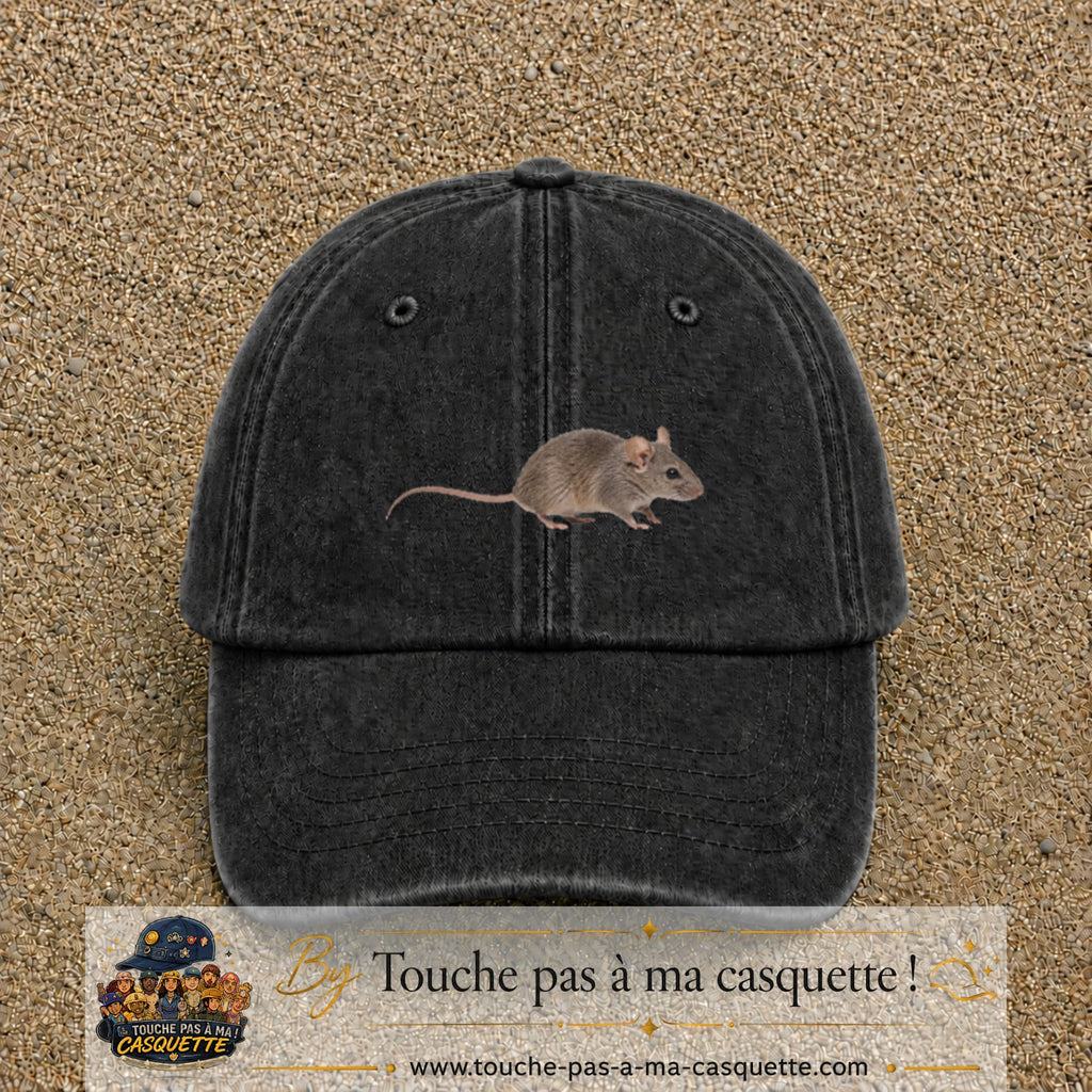 Image principale produit73moyenN - casquette Noir délavé avec visuel Souris 5 cm