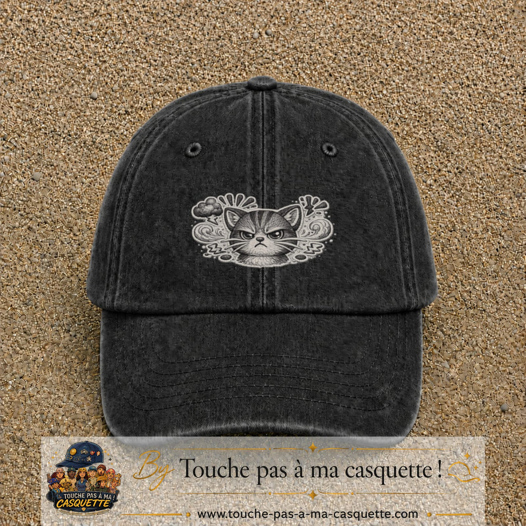 Image principale produit1moyenN - casquette Noir délavé avec visuel Chat colère ornemental 5 cm