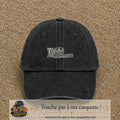 Image principale produit122petitN - casquette Noir délavé avec visuel Vache message français 3 cm
