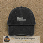 Image principale produit122petitN - casquette Noir délavé avec visuel Vache message français 3 cm
