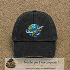 Image principale produit82grosN - casquette Noir délavé avec visuel Monde avion 7 cm