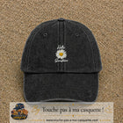 Image principale produit29moyenN - casquette Noir délavé avec visuel Hello sunshine marguerite blanc 5 cm