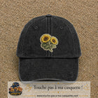 Casquette Noir délavé motif Duo de tournesols 7 cm - vue principale