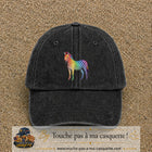 Casquette Noir délavé 100% coton avec motif Zèbre arc-en-ciel 7 cm - image principale