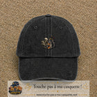 Casquette Noir délavé 100% coton avec motif Squelette chevalier château 5 cm - image principale