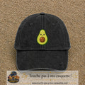 Casquette baseball Noir délavé 100% coton avec visuel Avocat kawaii 7 cm - image produit principale
