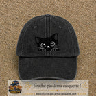 Casquette Noir délavé motif Chaton malicieux 7 cm - vue principale