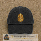 Casquette baseball Noir délavé 100% coton avec motif Lion astrologique 7 cm - image principale