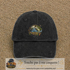 Casquette Noir délavé motif Pêche passion 7 cm - vue principale