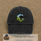 Casquette baseball Noir délavé 100% coton avec visuel Chat noir et souris 7 cm - image produit principale