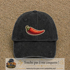 Casquette Noir délavé motif Piment piquant 5 cm - vue principale