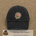 Casquette Noir délavé motif Bouquet de rose 7 cm - vue principale