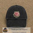 Casquette Noir délavé motif Rose tendre 7 cm - vue principale
