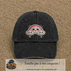 Casquette Noir délavé motif Arc-en-ciel nuageux 7 cm - vue principale
