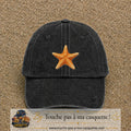 Casquette baseball Noir délavé 100% coton avec visuel Étoile de mer 7 cm - image produit principale