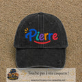 Casquette baseball Noir délavé 100% coton avec visuel Prénom Pierre coloré 7 cm - image produit principale