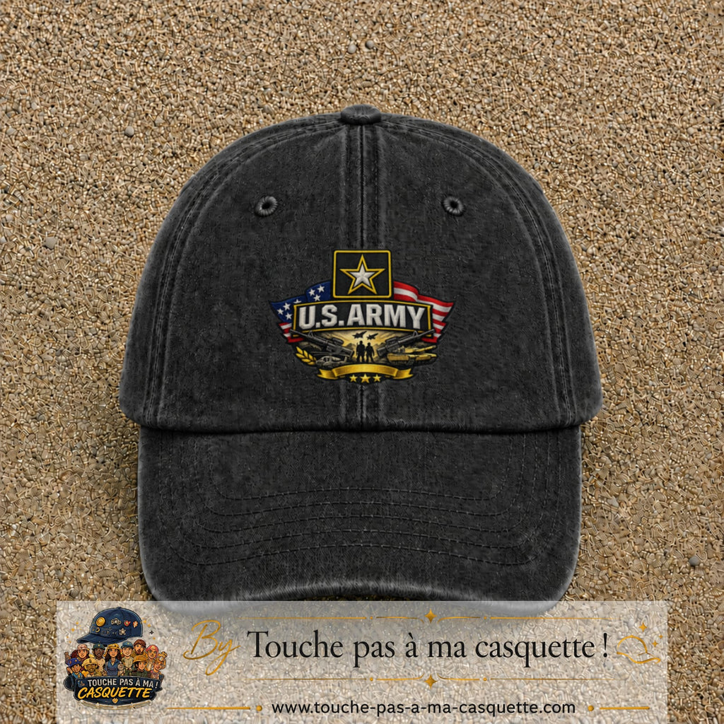 Casquette Noir délavé motif Emblème U.S. Army 7 cm - vue principale