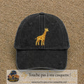 Casquette Noir délavé motif Girafe 7 cm - vue principale