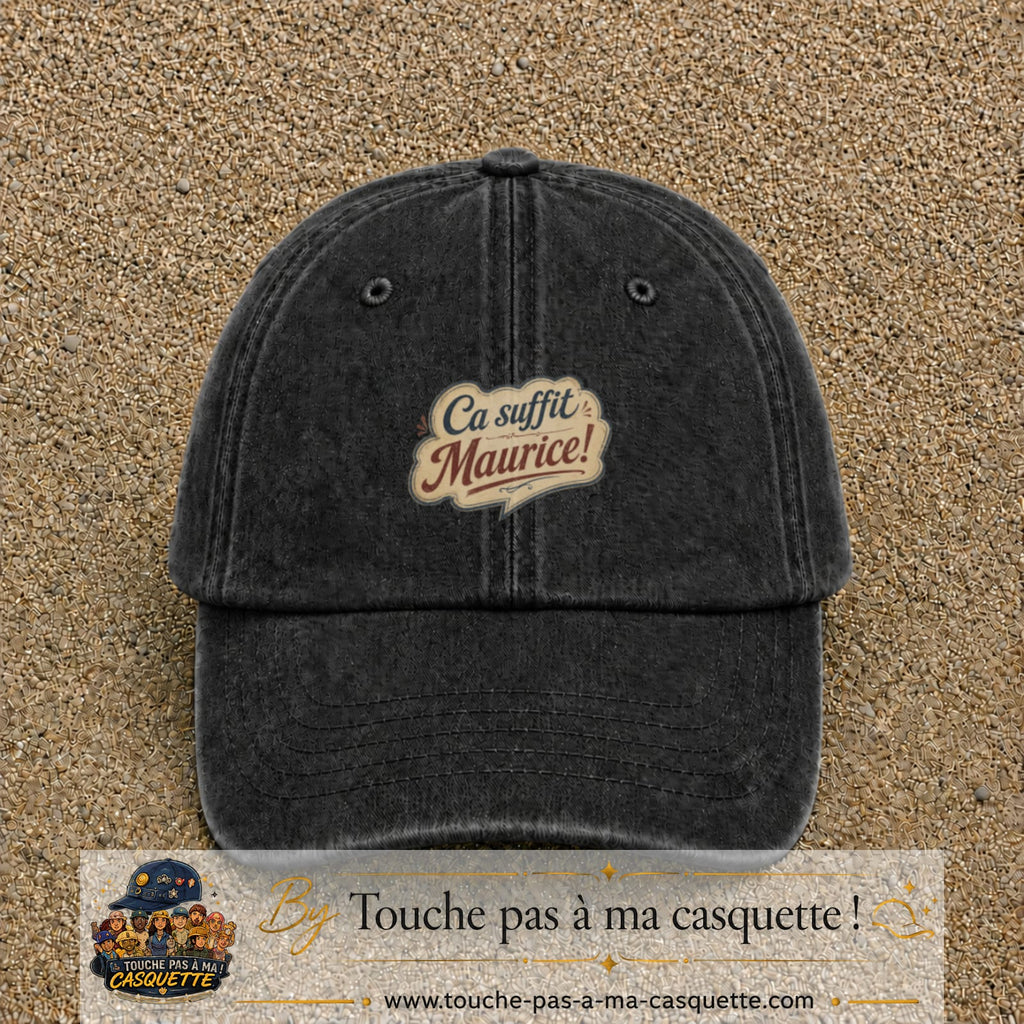 Casquette baseball Noir délavé 100% coton avec visuel Ça suffit Maurice 5 cm - image produit principale