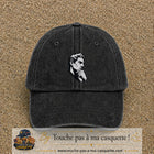 Casquette Noir délavé 100% coton avec motif Portrait homme penseur 7 cm - image principale