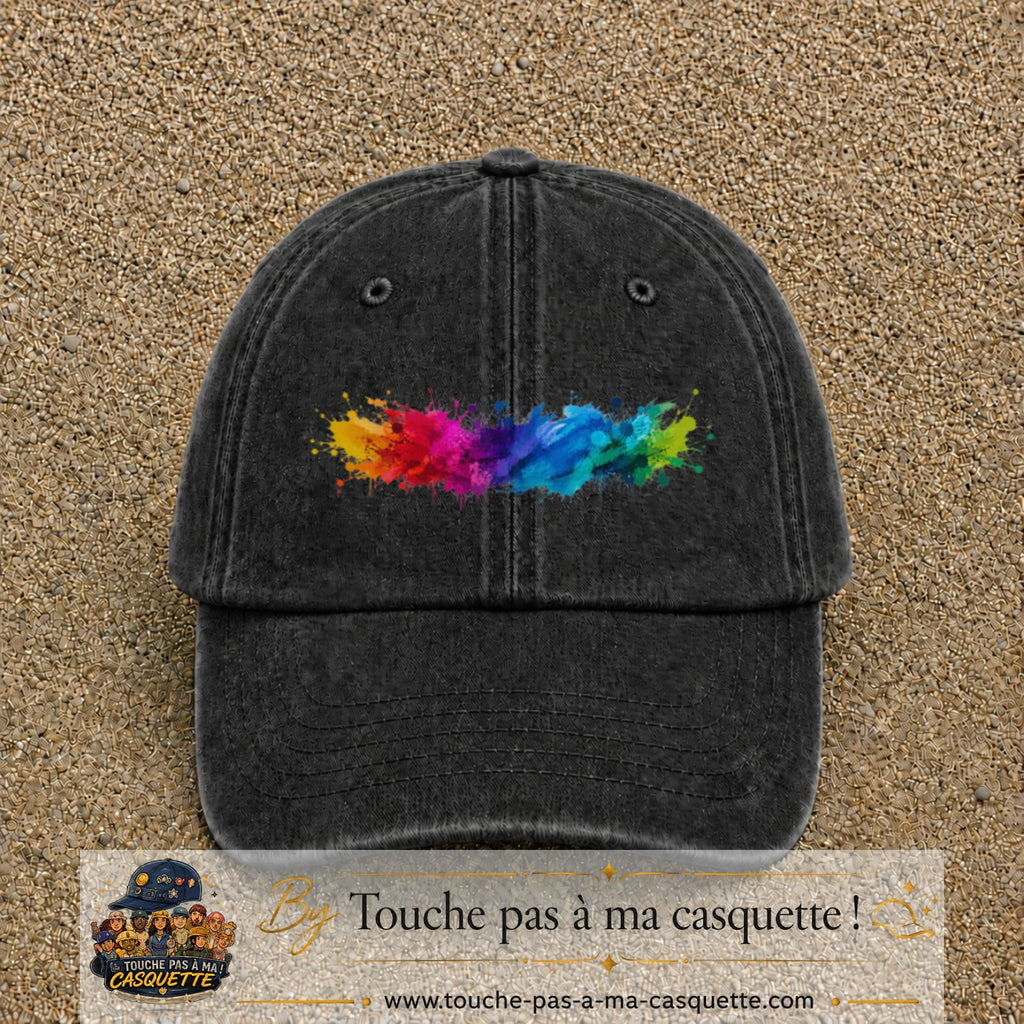 Casquette baseball Noir délavé 100% coton avec visuel Éclaboussure peinture 5 cm - image produit principale