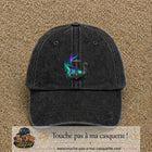 Casquette Noir délavé 100% coton avec motif Drakkar viking et marteau de Thor 7 cm - image principale