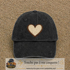 Casquette Noir délavé 100% coton avec motif Cœur bohème 7 cm - image principale