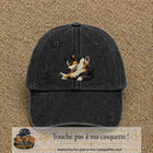 Casquette baseball Noir délavé 100% coton avec motif Chien joueur 7 cm - image principale