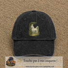Casquette baseball Noir délavé 100% coton avec motif Cheval blanc en forêt 7 cm - image principale