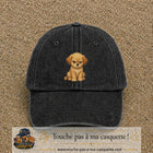Casquette baseball Noir délavé 100% coton avec motif Chiot boudeur 7 cm - image principale