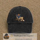 Casquette Noir délavé 100% coton avec motif Pause soleil transat 7 cm - image principale