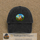Casquette baseball Noir délavé 100% coton avec visuel Oiseaux au nid 7 cm - image produit principale